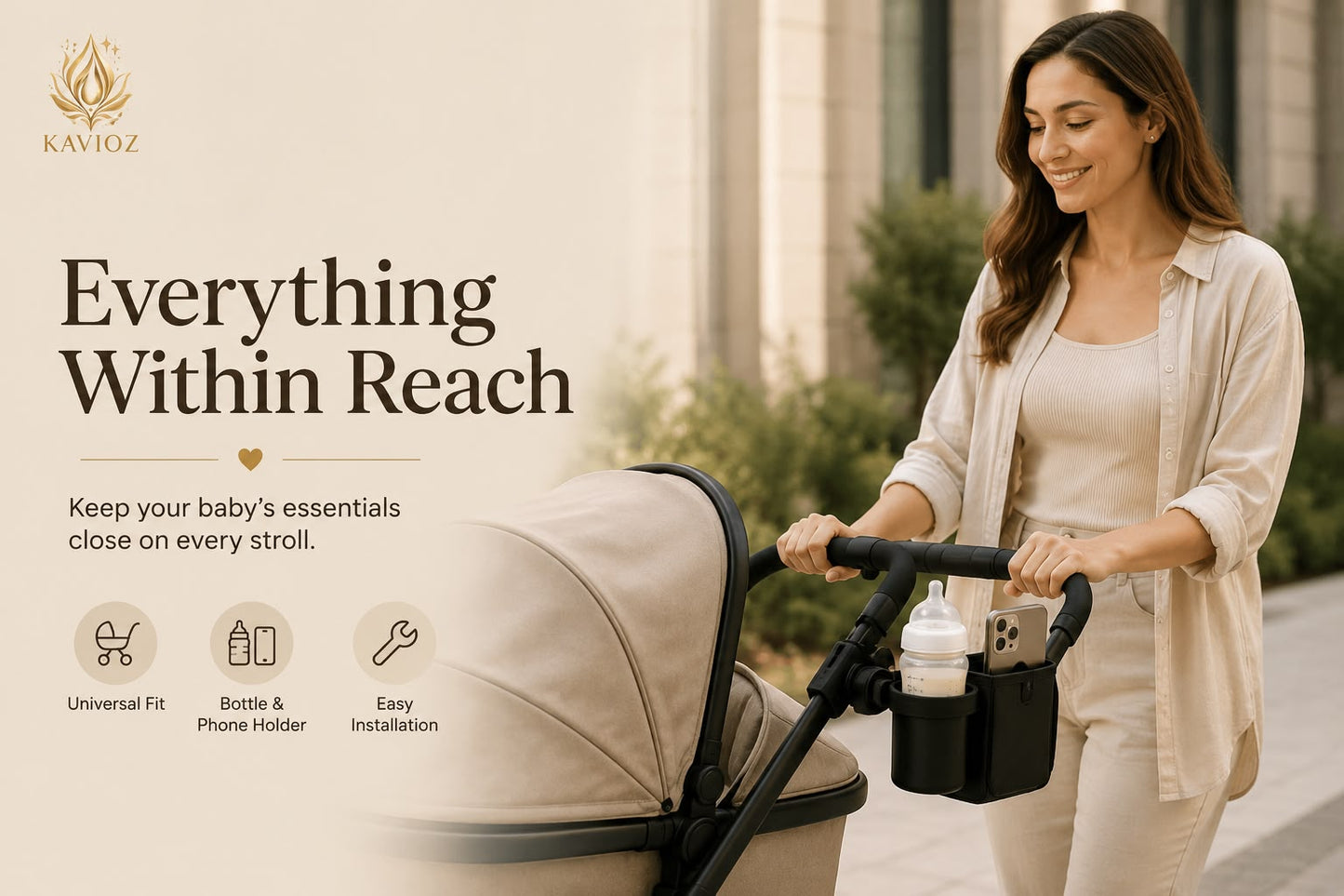 Kavioz™ 2-in-1 Stroller Cup & Phone Holder