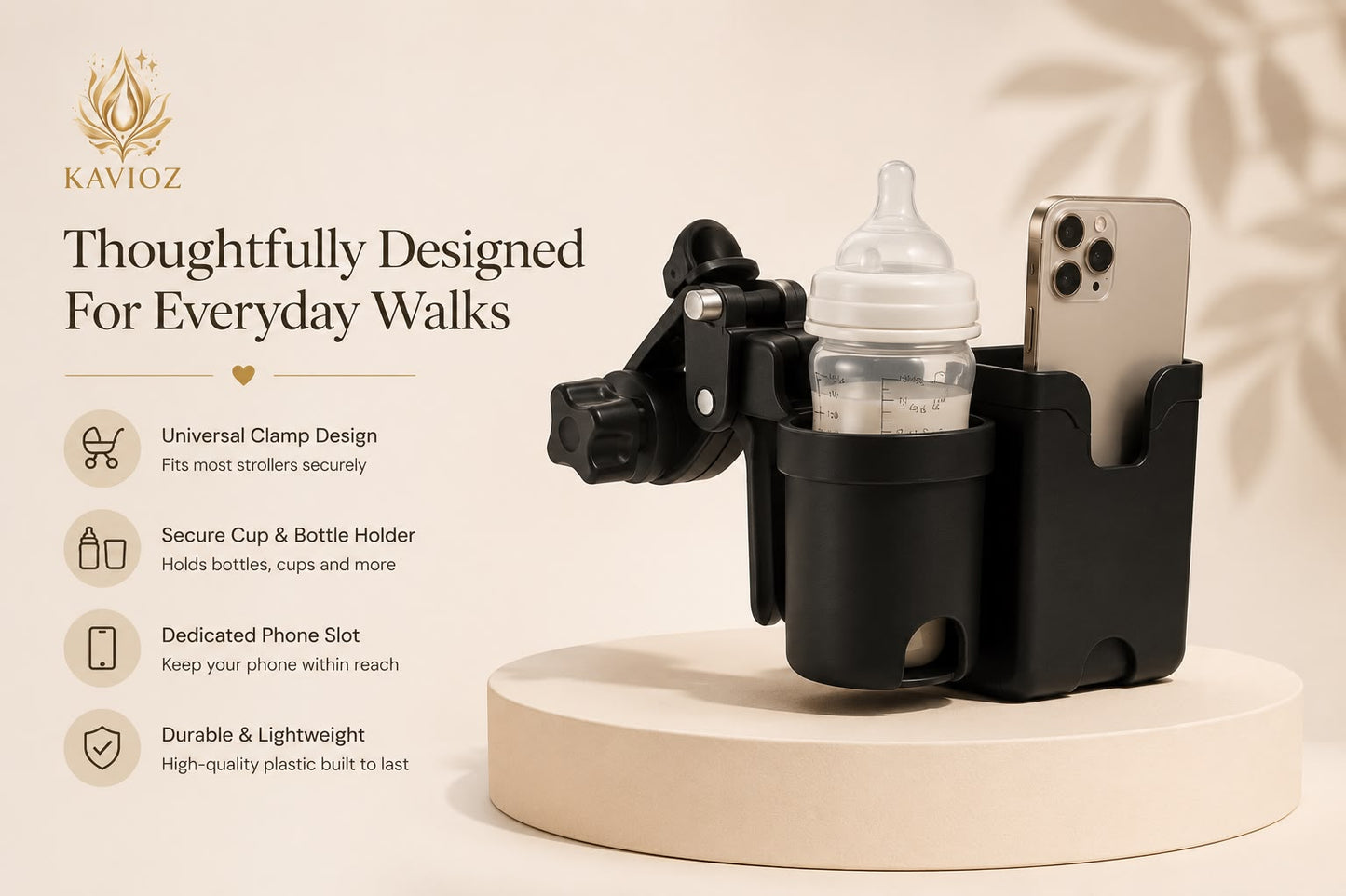 Kavioz™ 2-in-1 Stroller Cup & Phone Holder