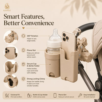 Kavioz™ 2-in-1 Stroller Cup & Phone Holder