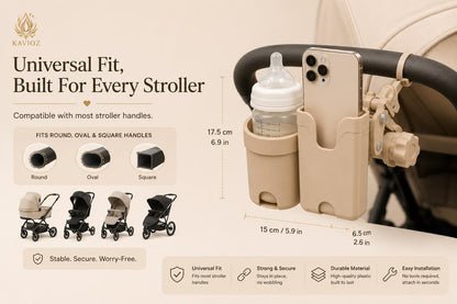 Kavioz™ 2-in-1 Stroller Cup & Phone Holder